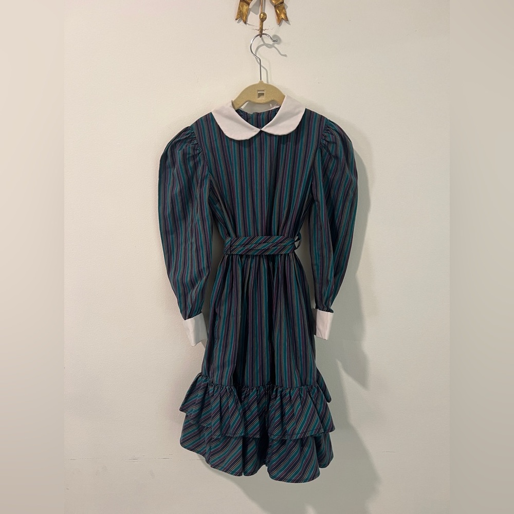 Yves Saint Laurent Kids Dress with Stripes and White Collar